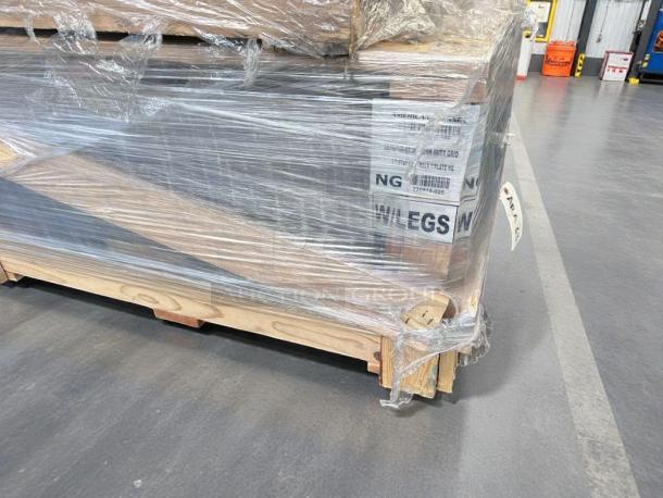 Brand new American Range 36" countertop thermostatic gas griddle, model ARTG-36-24, wrapped on a pallet, labeled as scratch and dent.