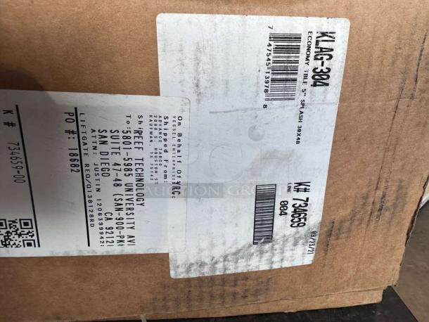 Advance Tabco Stainless Steel Work Table, Model KLAG-304-X. Brand new, scratch & dent, in original packaging with shipping labels.