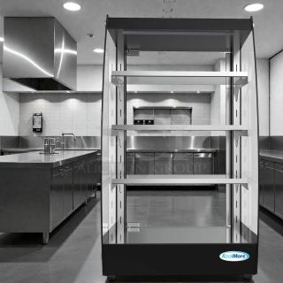 Brand new KoolMore DC-3CB self-service pastry display case, LED lighting, rear door, 2.7 cu. ft., pristine condition.