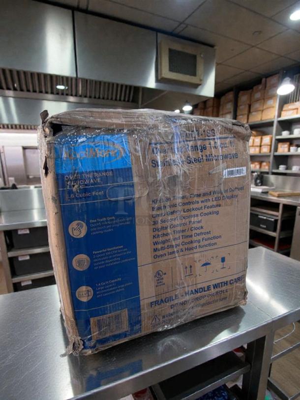 Brand new KoolMore KM-MOT-1SS over-the-range stainless steel microwave in original box, 1.6 cu. ft., UL listed.