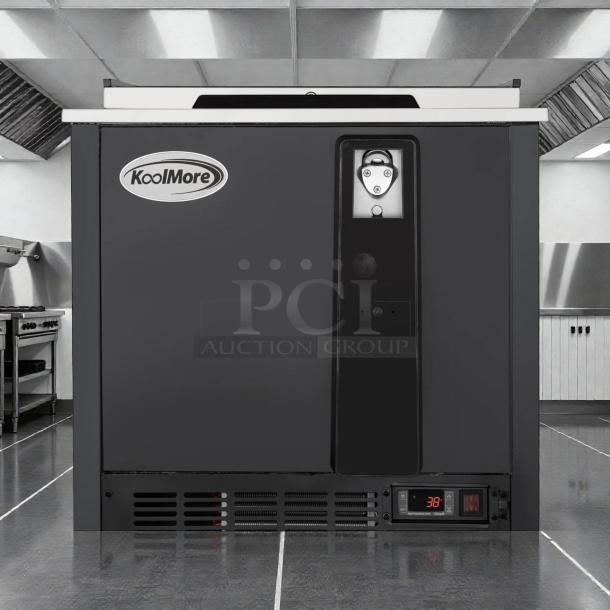 Brand new KoolMore KM-BOC25-BK 25 in. commercial bottle cooler, 5 cu. ft., built-in opener, ETL listed, premium condition.
