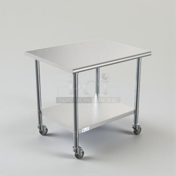 Brand new KoolMore CT3036-18C stainless steel work table with casters, 30" x 36", NSF listed, in original box.
