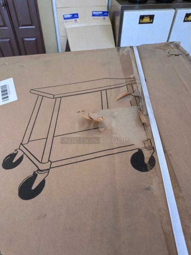 Brand new KoolMore CT3036-18C stainless steel work table in original box, 30" x 36", with casters, NSF listed.