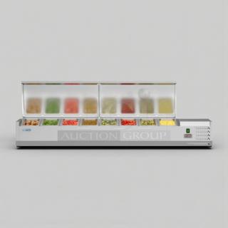 Brand new KoolMore SCDC-8P-SSL refrigerated prep rail, stainless steel, UL listed, open box condition.