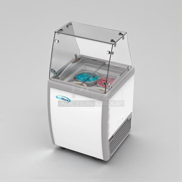 Brand new KoolMore KM-ICD-26SD ice cream dipping cabinet freezer, 6 Cu. Ft., 4 tub, UL Listed, in original box.