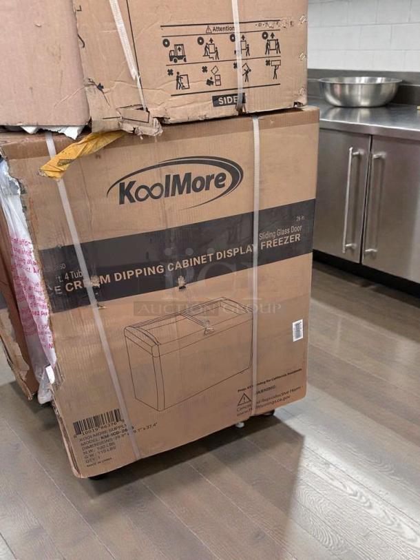 New KoolMore KM-ICD-26SD ice cream dipping cabinet, 6 cu. ft., 4 tub capacity, UL listed, in original box, never used.