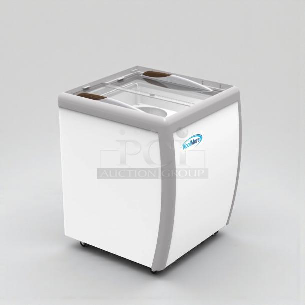 Brand new KoolMore KM-ICD-26SD ice cream dipping cabinet, four tub capacity, sliding glass doors, ETL listed, original box.