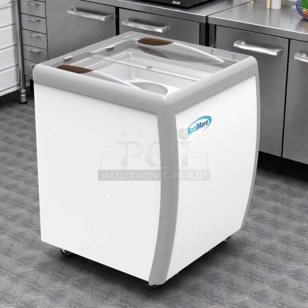 Brand new KoolMore KM-ICD-26SD ice cream dipping cabinet, 4 tub, sliding glass doors, ETL listed, never used.