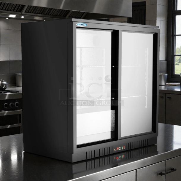 Brand New KoolMore BC-2DSL-BK back bar refrigerator, 35 in., 7.4 Cu. Ft., two-door, ETL listed, never used, in original box.