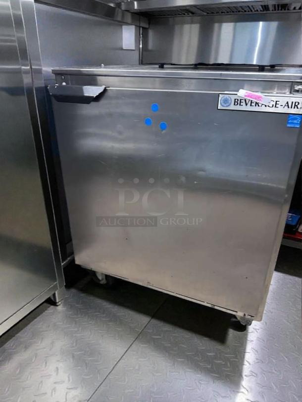 Beverage-Air stainless steel undercounter refrigerator; UL listed, fully tested, operational, Winston-Salem, NC USA.