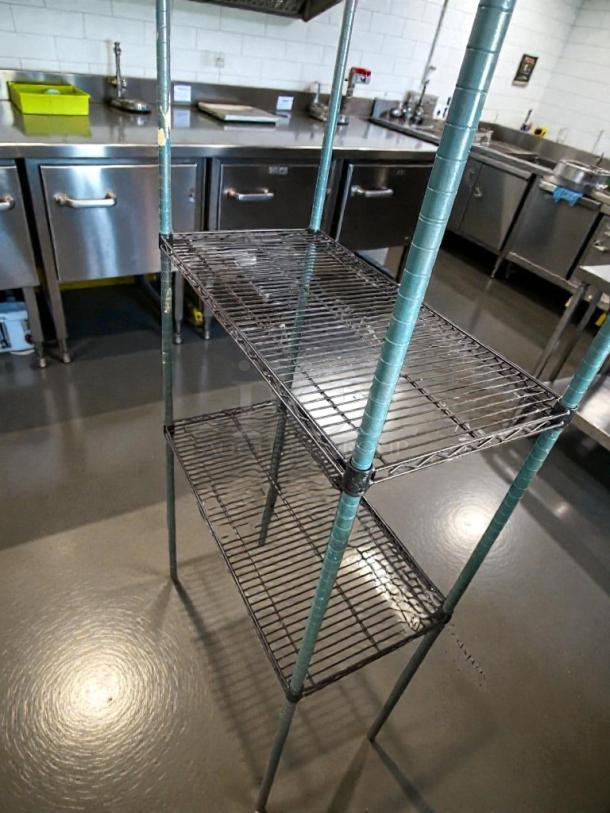 4-tier heavy-duty commercial wire shelving rack, excellent condition, NSF style, inspected and ready for use, model STO-S-RACK-0355.