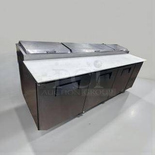 True TPP-93 pizza prep table, 93", 3-door, cutting board top, pristine condition, fully operational.