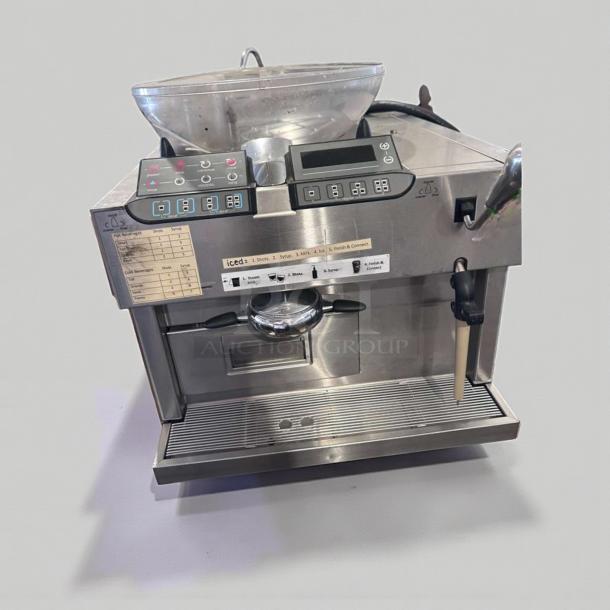 Starbucks Mastrena Commercial Espresso Machine with dual hoppers in excellent condition, fully tested and operational. Model STAR-L-ESP-0361.