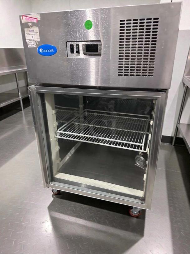 Randell 4002A commercial undercounter glass door refrigerator, outstanding condition, UL Listed, 115V, fully tested.