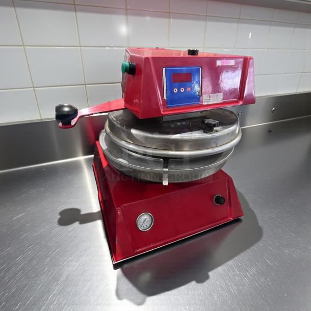Electric Dough Press by Commercial Foodservice Equipment, model DOU-L-PRS-0384. Excellent condition, digital controls shown.