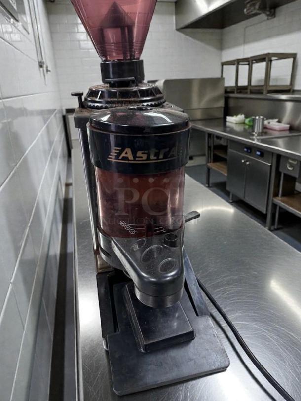 Astra commercial espresso coffee grinder, model AST-M-GRD-0391, 115V, UL listed, premium condition, fully tested and operational.