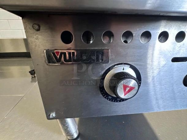 Vulcan VCR36-T commercial gas griddle, 36 inches, natural gas, NSF & UL listed, excellent condition, visible Vulcan logo and control knob.