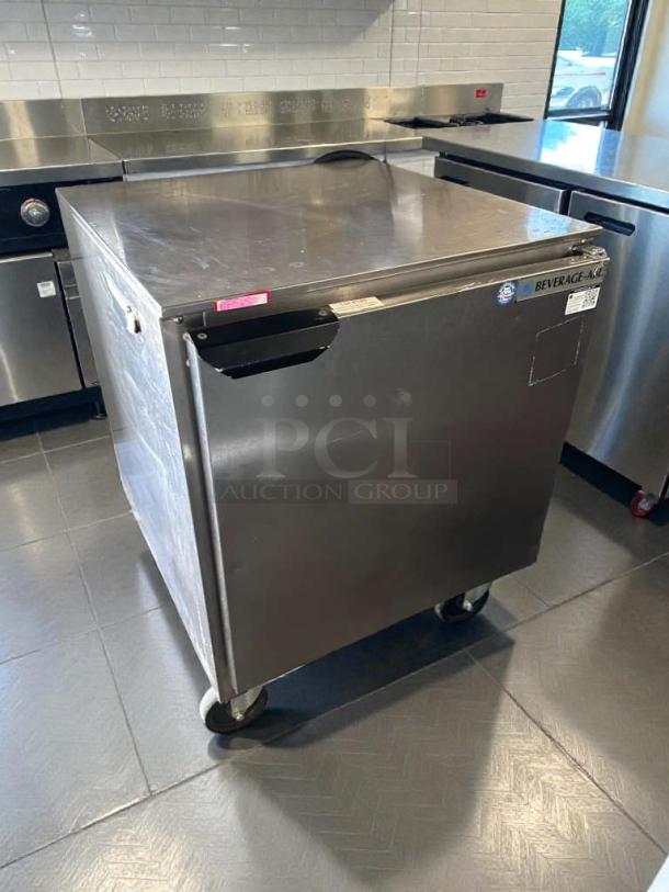 Beverage-Air UCR27A undercounter refrigerator, 27", excellent condition, UL listed, fully operational, with visible brand label.