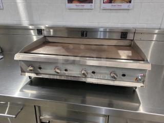 Superior condition Cooking Performance Group stainless steel gas griddle, model CPG-L-GRD-0405, fully tested, operational.