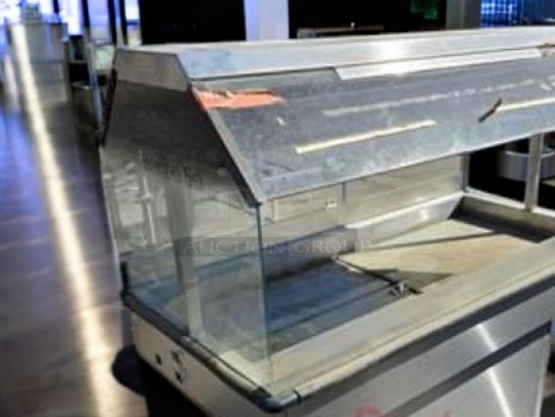 Duke E304 4-well electric steam table with sneeze guard, 208V, very good condition, fully tested, St. Louis, MO, USA.