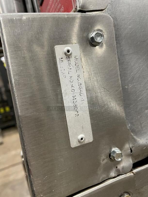 Vulcan Commercial Stainless Steel Convection Oven, Model SGD4D1, with wired rack and casters. Serial No: 48-1438042.