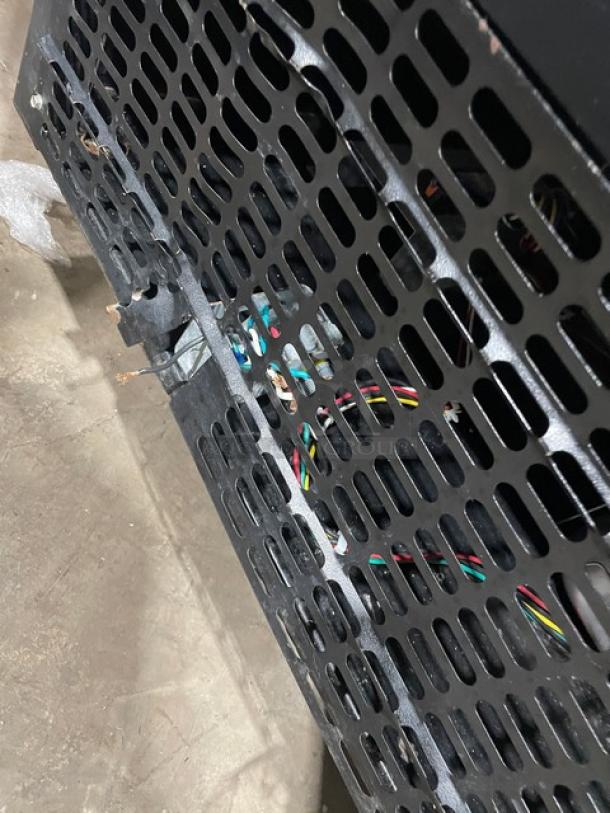 Federal Industries RSSD678SC5 refrigerated display, black exterior, stainless steel interior, visible wiring, used condition.