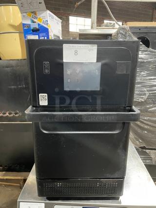 MerryChef Eikon E2S black commercial countertop high-speed oven, model SN: 2108213092096, in good condition.