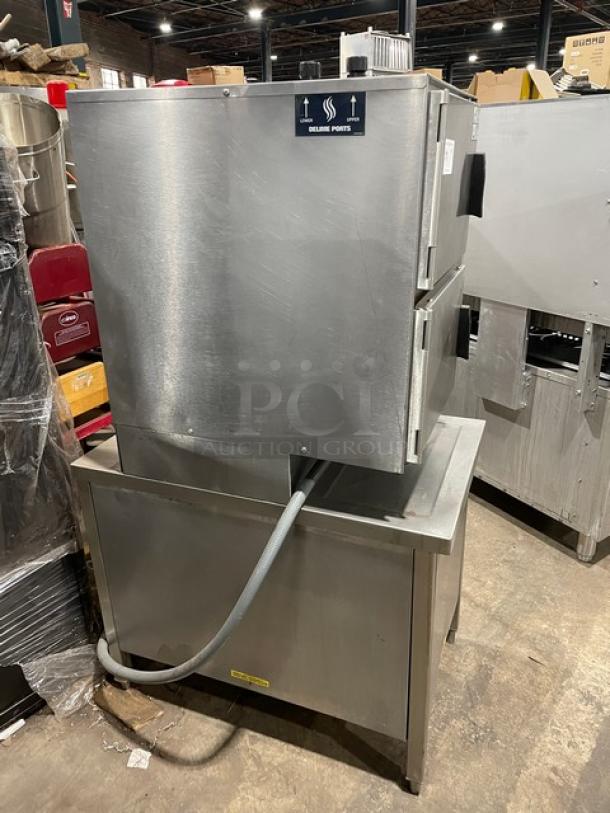 Groen HyPer-Steam HY-6E dual compartment 6-pan convection steamer, stainless steel, electric, with controls, universal pan rack.