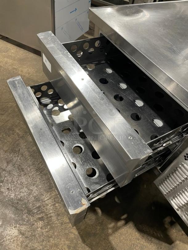 Continental stainless steel 2-drawer refrigerated chef base on casters, excellent condition, vented drawers shown open.