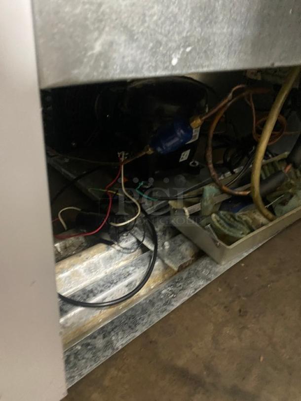 Imbera VRD43 refrigeration unit interior, showing wiring and components. Used condition, model LS48SC, SN: AA11C0612A.