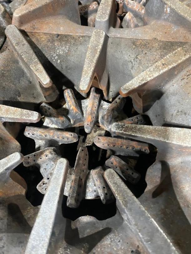 Garland commercial stainless steel 6-burner gas range in used condition, featuring robust cast iron burners. Model: G36-6C.