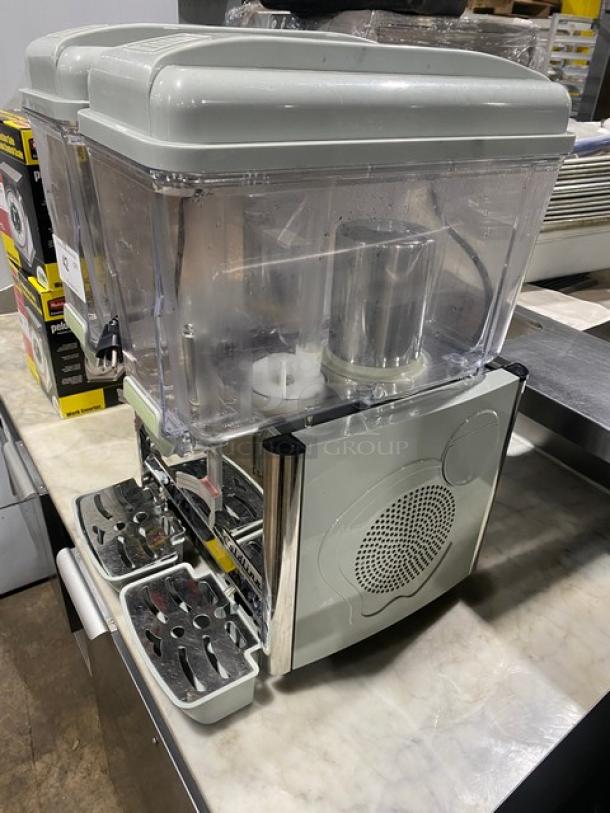 Coldline Royal2P Beverage Dispenser, dual 3-gallon polycarbonate hoppers, stainless steel, drip tray, Model KL210282102D0041.