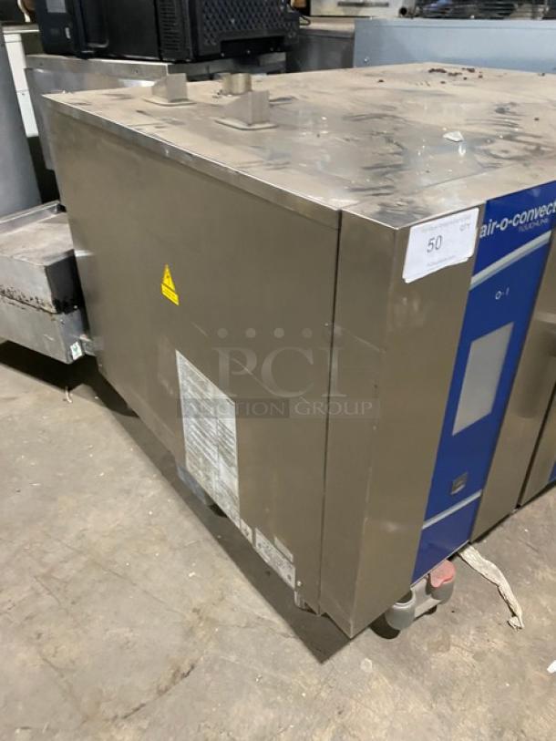 Electrolux Air-O-Convect AOS062GKP1 combi oven, stainless steel, natural gas, with touch controls, on legs, with wired rack.