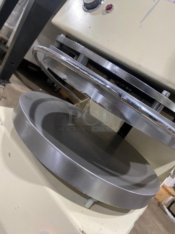 Morello Commercial White Electric Pizza Dough Spinner, cold system, on legs, working condition.