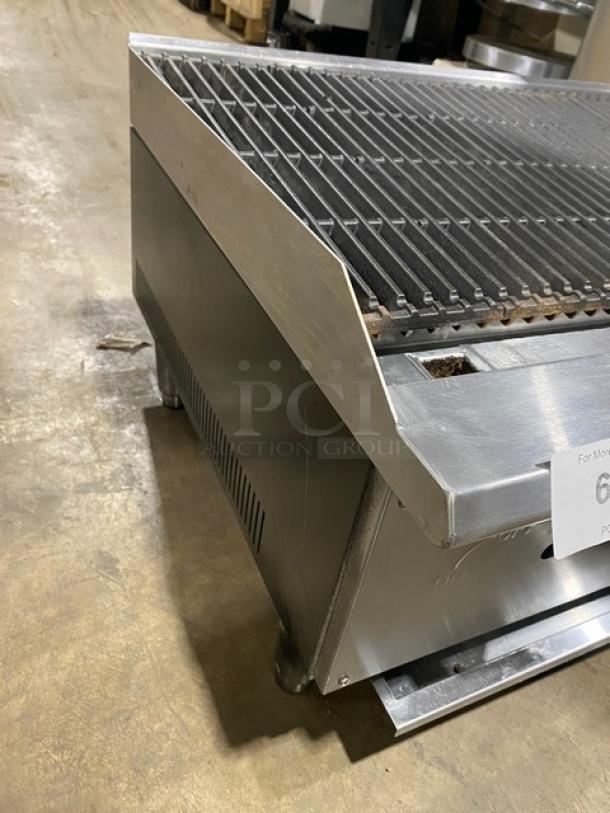 Cookline 60" stainless steel gas char broiler, heavy-duty radiant, countertop model with legs. Excellent condition.