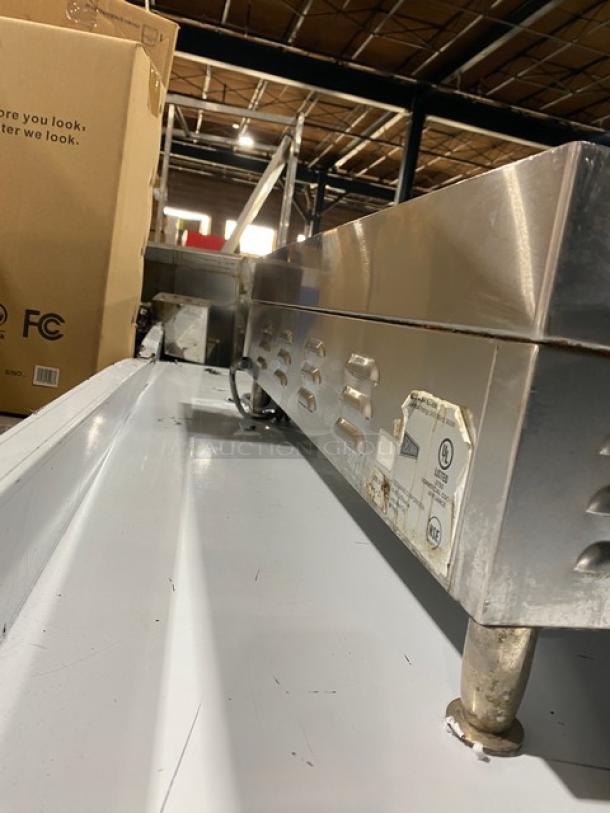 Cecilware EL1636 36" stainless steel electric griddle with thermostatic control, back & side splash, on legs, 240V.