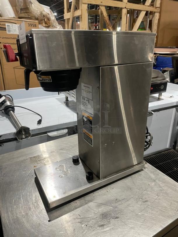 Bunn AXIOM Series stainless steel automatic coffee brewer with hot water dispenser and digital controls. Model AXIOM-DV-APS.