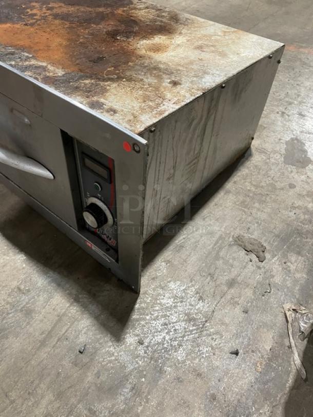 APW Wyott HDDi Series warming drawer, stainless steel, electric, thermostatic controls, Model HDDi-1-208-B-S, used condition.
