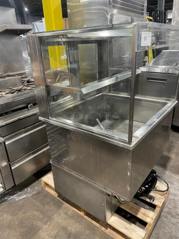 RPI Industries Vienna Series stainless steel refrigerated merchandiser, Model VIAS2-20-R-SQ-SC, with rear glass doors, 115V.
