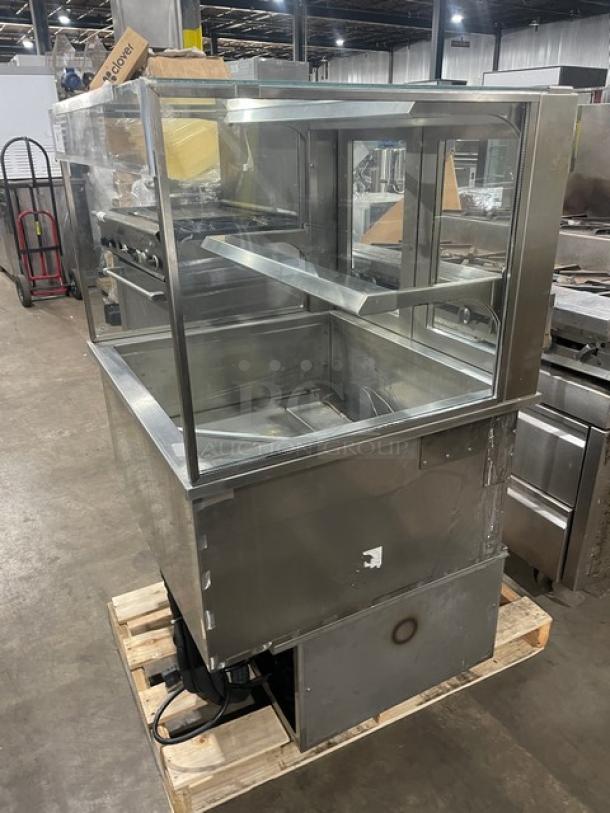 RPI Industries Vienna Series stainless steel merchandiser, Model VIAS220RSQSC, with rear glass doors, 115V, used condition.