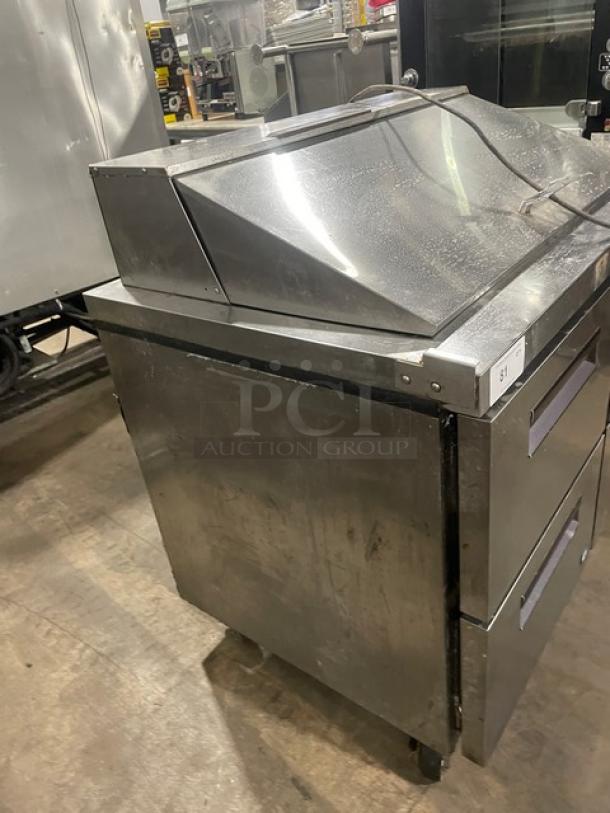 Hoshizaki 4-drawer stainless steel refrigerating prep table for salads/sandwiches; bain marie style; industrial condition.