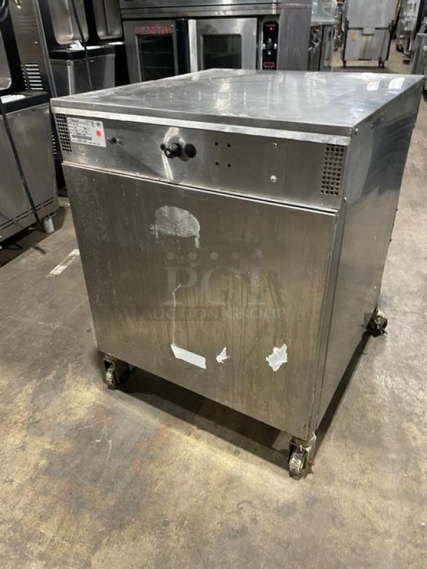 Alto-Shaam 750-TH/II commercial oven, stainless steel, 2017 model, wired rack, individual controls, on casters, 120V 1 phase.