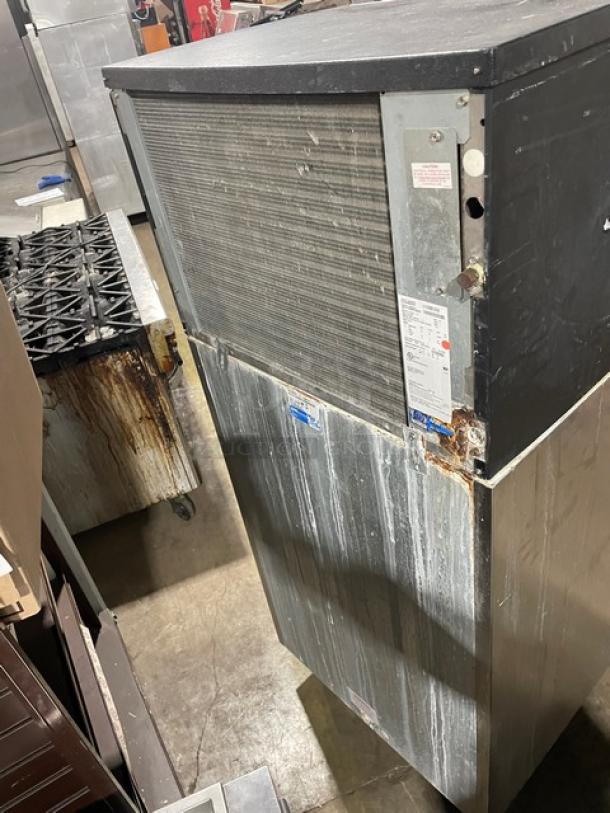 Ice-O-Matic ICE0400HA4 stainless steel ice maker/bin combo, air-cooled, electric, on legs, visible wear, 115V, 1 phase.