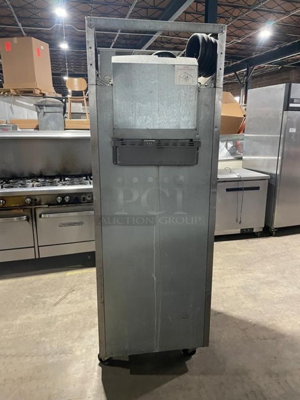 Turbo Air M3 Series stainless steel half door refrigerator, model M3R24-2, on casters, with poly coated rack, 115V.