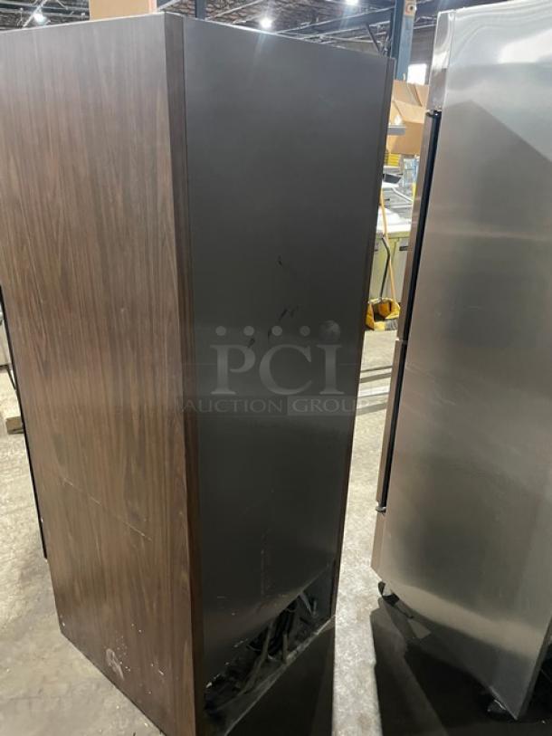 Beverage-Air MT27 commercial refrigerator, black exterior, single glass door, includes poly-coated wire rack, 115V, 1 Phase.