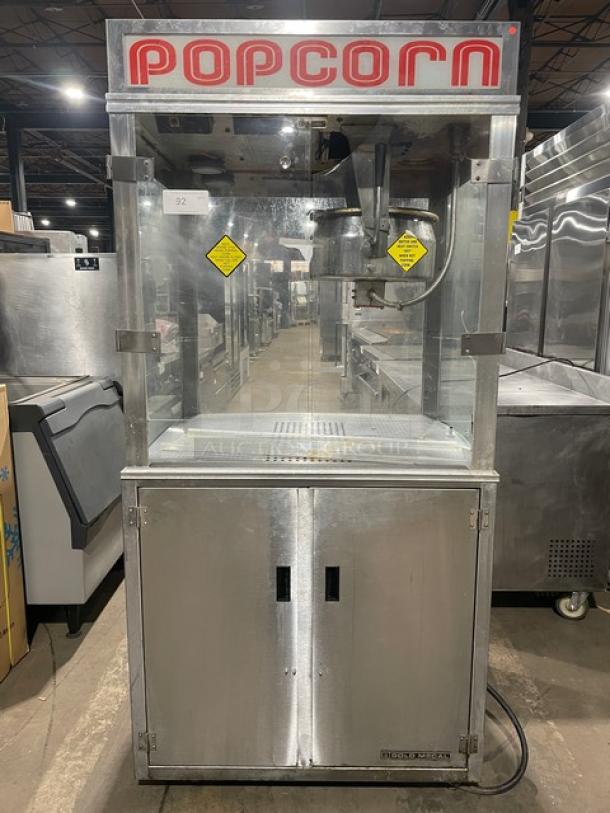 Gold Medal 2010TM stainless steel popcorn popper, commercial electric, single kettle, neon popcorn sign, model 2010TM.