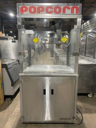 Gold Medal 2010TM stainless steel popcorn popper, commercial electric, single kettle, neon popcorn sign, model 2010TM.