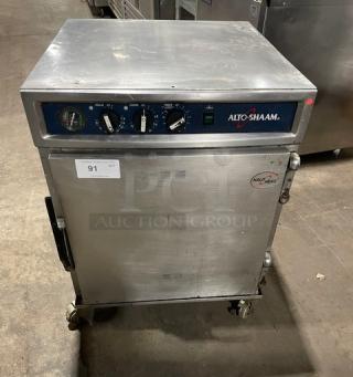 Alto-Shaam 750-TH/II commercial oven, Halo Heat Series, stainless steel, individual controls, on casters, 120V, 2017 model.