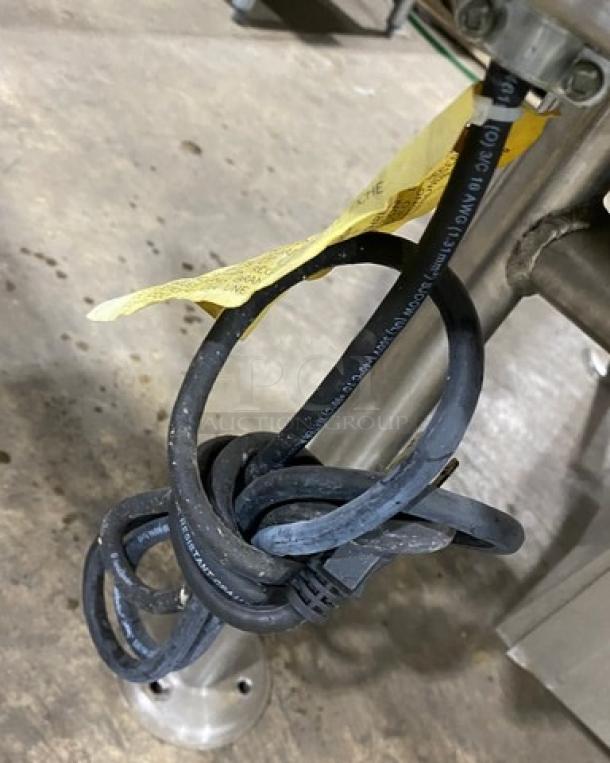 Cleveland Range Model KGL-40-T tilting steam kettle with swivel swing spout faucet; stainless steel, natural gas, 40 gal. capacity.