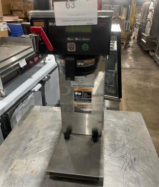 Bunn AXIOM Series coffee brewer, stainless steel, model AXIOM-DV-APS, with hot water dispenser and digital controls.